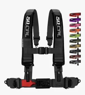 6000a5 50 Caliber Racing 2 Inch 4 Point Harness Bucket Seat Quick Release Stealth Black