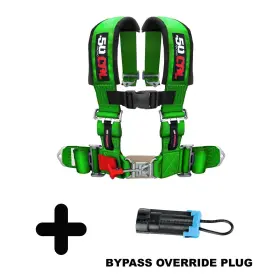 6008a1 50 Caliber Racing 5999c Green 2in 4 Point Harness Seat Belt With Bypass Plug For Canam Defender Commander