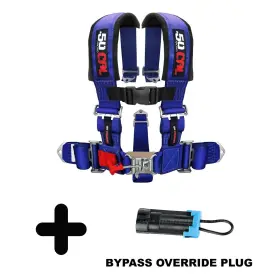 6009a6 50 Caliber Racing 5999p Blue 2in 5 Point Harness Seat Belt With Bypass Plug For Polaris Rzr Xp1000 Ace