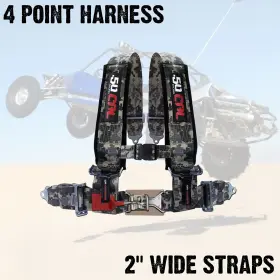 Ds-6008a7-4x41 50 Caliber Racing 4 Point Safety Harness 2 Inch Youth Fit Padded Shoulders Seat Belt Latch Lock Camo