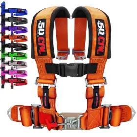 6010 50 Caliber Racing Harness 3 Inch 4-point Orange Safety Seat Belt Fits Utv Sand Rail