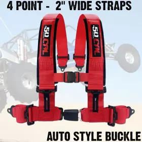 Utv-6031-4x41 50 Caliber Racing 4 Point Off Road Harness 2 Inch Belt Auto Style Buckle Push Button Release - Red