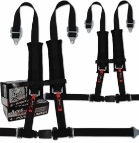 Aces Racing 4phblack-pair 4 Point Harness With 2 Inch Padding Ez Buckle Technology Black Pair All Sxs Utv