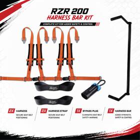 Aces Racing Rzr200-hbar-4phorangepair Rzr 200-harness-bar With 4 Point Orange Harnesses Bypass Plug And Harness Straps