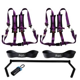 Aces Racing Rzr200-hbar-4phpurplepair Rzr 200 Harness Bar With 4-point Purple Harnesses Bypass Plug And Straps