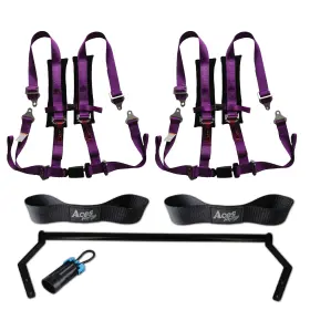 Rzr200-hbar-4phpurplepair Aces Racing Rzr 200 Harness Bar With 4-point Purple Harnesses Bypass Plug And Straps