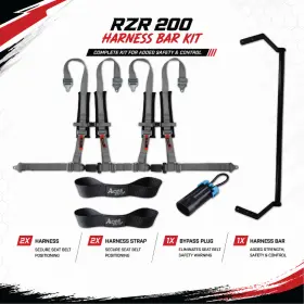 Rzr200-hbar-4phsilverpair Aces Racing Rzr 200-harness Bar With 4-point Silver-harnesses Bypass Plug And Harness Straps