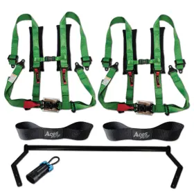 Rzr200-hbar-h4phgreenpair Aces Racing Rzr-200 Harness-bar With Green 4 Point H-style Harnesses Straps And Bypass Rzr200-hbar-h4phgreenpair Aces Racing Rzr-200 Harness-bar With Green 4 Point H-style Harnesses Straps And Bypass