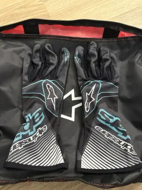 3552420-1076 Alpinestars Kart Race Gloves T-1 K V2 Black/turquoise