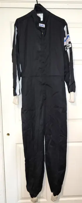 Jumpsuit101 Auto Pro Racing System Large Driver Suit Black/white Velcro Zip Up