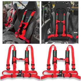 Jjb09r-2 Auto-top 2pcs 4 Point Racing Harness Camlock Quick Release Safety Seat Belt Red Atv Utv
