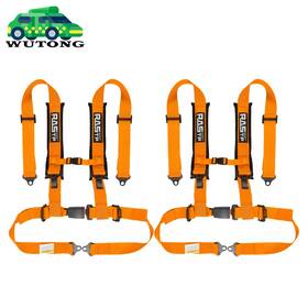 Bartoo Bag000091-go Bag000091-go 2 X Universal Orange 4 Point Buckle Racing Seat Belt Harness Inch With Shoulder Pads