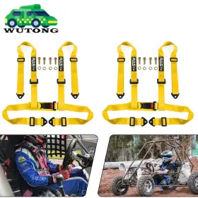 Bag0032-tp-ye Bartoo 2pcs 4 Point 2 Inch Seat Belt Racing Harness Buckle Yellow Go-kart Canam X3 Atv Utv