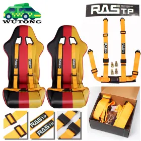 Bag0048-orange Bartoo 2 X Rastp Universal Orange 4 Point Buckle Racing Seat Belt Harness Inch Straps