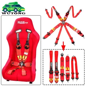 Bag0060-red Bartoo 6 Point Racing Seat Belt Harness 2 Inch /3 Snap-on With Camlock Red Universal Atv Utv