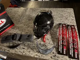 1204a90 Bell Rs7 Carbon Helmet Size 60 Gray Interior With Microphone And Headphone Jack