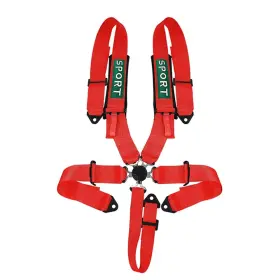 B08htzflyh Bestzheyu 5-point Racing Harness Sfi Red Shoulder Pads Universal Heavyduty Sport