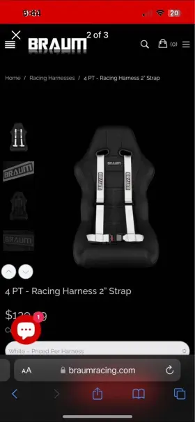 Brh-bkp4 Braum 4 Point 2 Inch Straps Racing Harness Belts Set White Universal