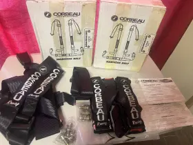 43201b Corbeau 2 Boxes Of 3 Point Dual Release Bolt In Harness Belts 1 New Use