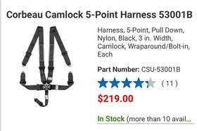 Corbeau 53001b 5 Point Race Harness Cam Lock 3 Inch Black