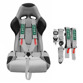 Hp-jjb03silver Ding.pai 5 Point Racing Harness Seat Belt Sfi Certified Protection Heavy Duty Shoulder
