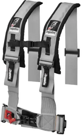 521357 Dragonfire Racing 4/pt H-style Hrns With Strnm Gry Gray 4-point Seat Harness