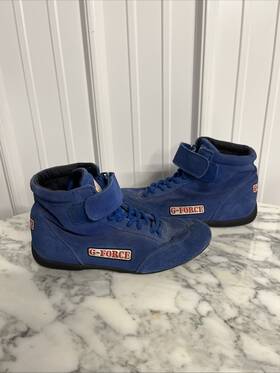G-force 11038 Vtg G-force Racing Gear Mens Blue Size 9 1/2 Driving Shoes Mid-top Boots #11038