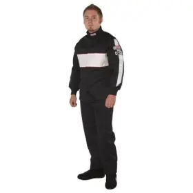 4385medbk G-force Racing Driving Jacket Triple Layer Fire-retardant Cotton Medium Black Ea