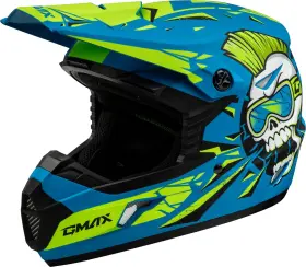 D3465180 Gmax Youth Mx-46y Unstable Off-road/mx Helmet Matte Blue/green Small