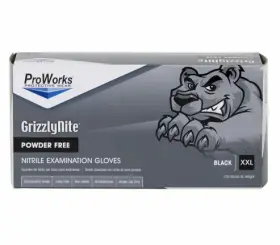 Gl-n105fxxl Grizzly Nite 100-pack Xxl Black Nitrile 6-mil Gloves Cascadia Mec