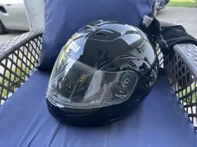 Hj-05 Harley-davidson Glossy Black Full Face Motorcycle Helmet Size L With Dust Cover