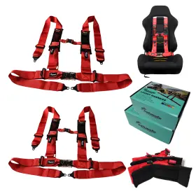 Rht121-24-2pk-red Indusafe 2 X Red 3 In 4-point Racing Car Harness Quick Release Seat Belt With Shoulder Pads