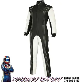 10-gk2-bw K1 Race Gear Racegear Gk2 Kart Racing Suit Black/white Youth And Adult Sizes