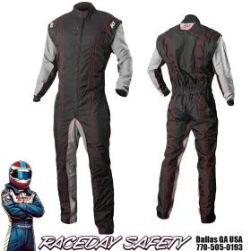10-gk2-r-5xs K1 Racegear Gk2 Youth Kart Racing Suit Black/gray/red Size 5x-small