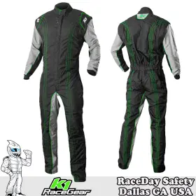 10-gk2-v-2xs K1 Racegear Gk2 Kart Racing Suit Black/gray/green Size 2x-small