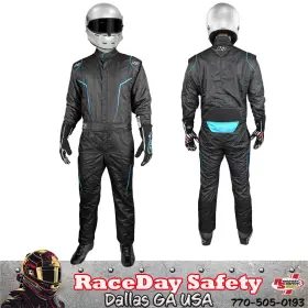 20-gt2-nb-2xl K1 Racegear Race Gear Gt2 Auto Racing Suit Black/flo Blue Sfi 3.2a/5 Size 2x-large