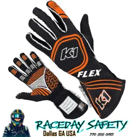 23-flx-no-l K1 Racegear Flex Racing Gloves Sfi 3.3/5 Black/orange Size Large