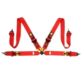 M040303rd Momo Corsa 4 Point Harness Red Hans Camlock Clip-in