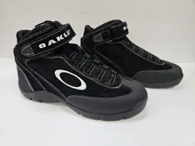 11090-001 Oakley Racing Fr Pit Shoe Mens 8 Black Leather Suede Upper Rubber Outsole Crew