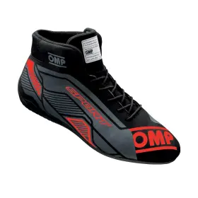Ompic0-0829-a01-073-41 Omp Driving Shoes Sport Mid Top Fia Approved Leather Outer Nomex Inner Black Red