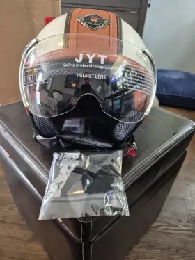 1052160 Qudas Open Face Motorcycle Helmet For Adults Dot Approved 3/4 Retro Vespa Xlarge
