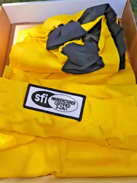 112032 Racequip Safequip Sfi-1 Yellow Racing Pants - Small Pyrovatex Frc Nla New Old Stock