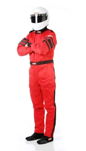 120012rqp Racequip 120 Series 1-pc Driving Suit Sfi 3.2a/5 Red/black Stripe