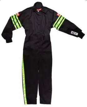 1950791 Racequip One Piece Single Layer Racing Driver Fire Suit Sfi 3.2a/ 1 Green Trim