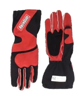 356106 Racequip 356 Series 2 Layer Nomex Outseam Race Gloves Sfi 3.3/5 Red And Black