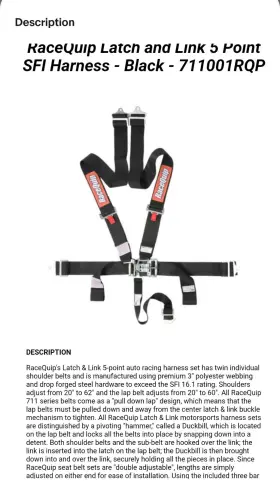 711001rqp Racequip Latch And Link 5 Point Racing Harness Black
