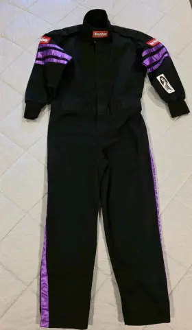 Prq0178 Racequip Po#prq0178 Sfi-1 Single-layer Youth Racing Suit Black With Purple Stripes. Medium