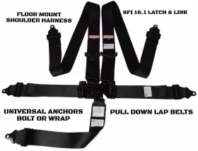 Rdns5021923unia Racerdirect.net Sfi 161 Universal Latch Link 5 Point Floor Mount Racing Harness Black G1n