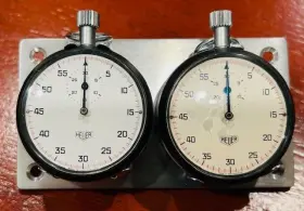 Sw.heuer.001.kr Rallyequip Dash Mounted Twin Heuer Vintage Swiss Stopwatches /rallyequip / Made In The Usa