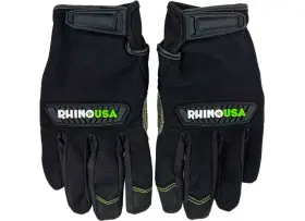Rhino Usa 850022810725 Woven Black Mechanic Gloves With Kevlar Padded Palm And Adjustable Wrist